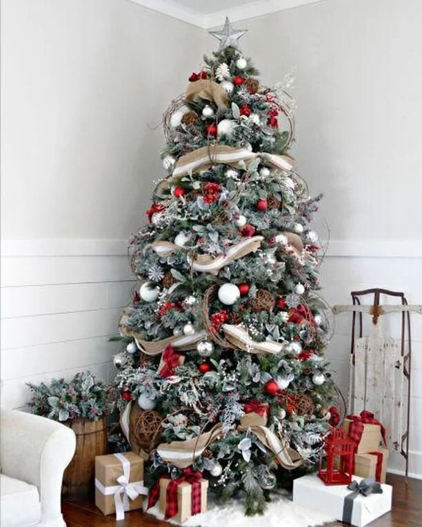 Rustic Red Grey Christmas Decoration