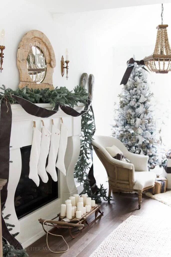 Spruce Leaves Garland Mantel Decor