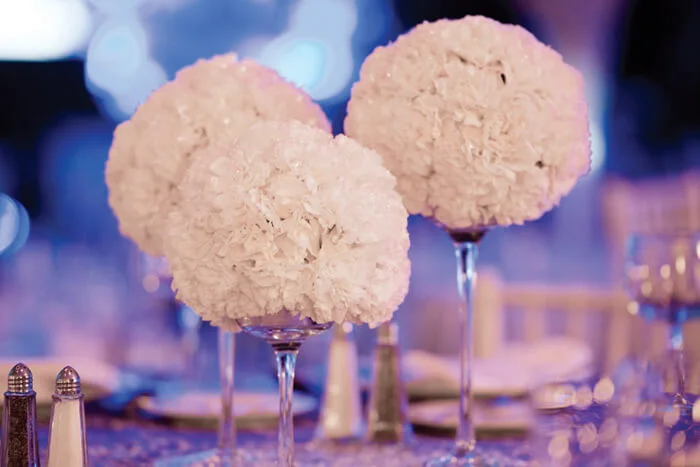 White Floral Snowball Centerpieces