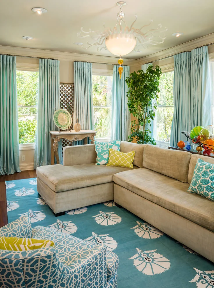 Colorful Tropical Living Room Design