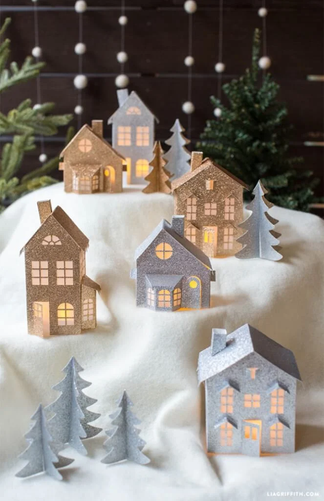 Scandinavian Christmas Paper House Village