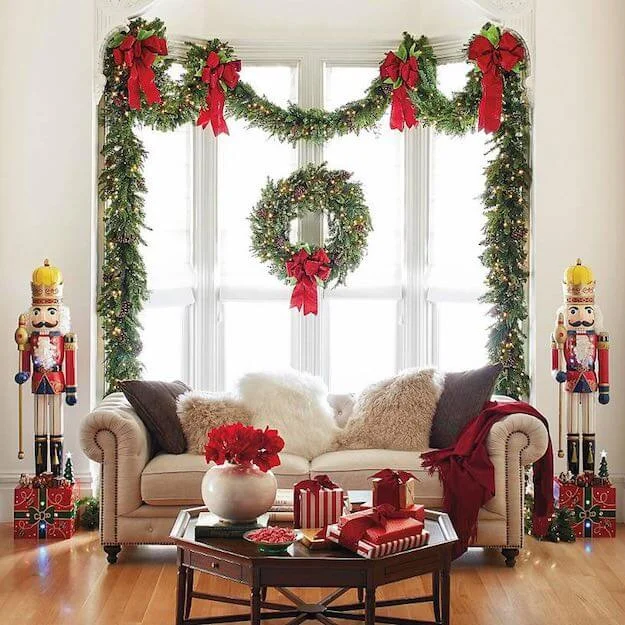 Wreath Garland Christmas Window Decor