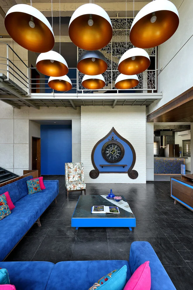 Colorful Modern Asian Living Room