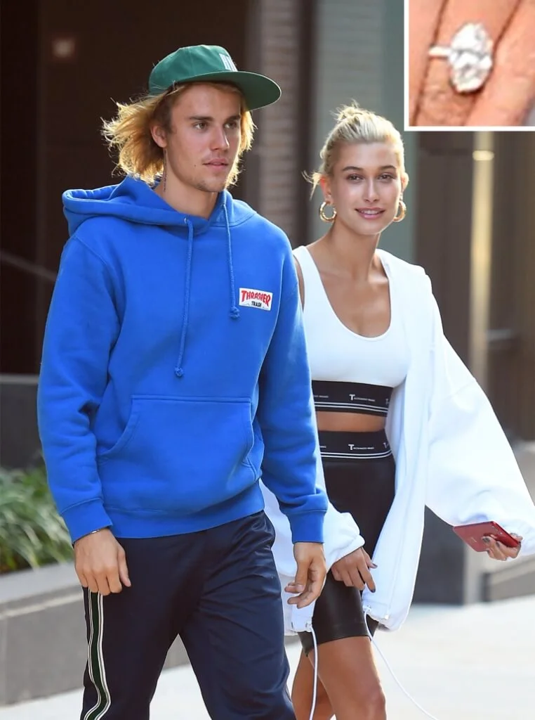 Justin Bieber and Hailey Baldwin Stunning Diamond Rings