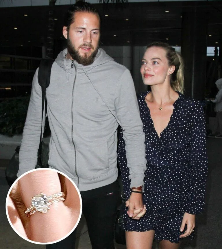 Margot Robbie and Tom Ackerley Gorgeous Diamond Rings