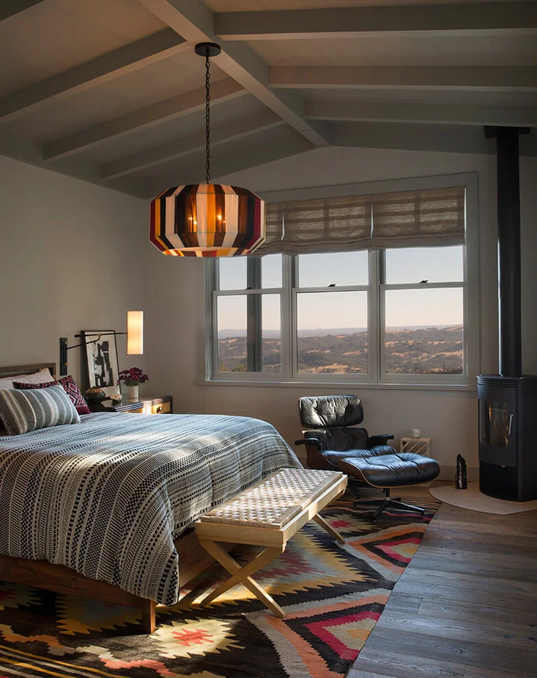 Wood Stove Fireplace Farmhouse Bedroom