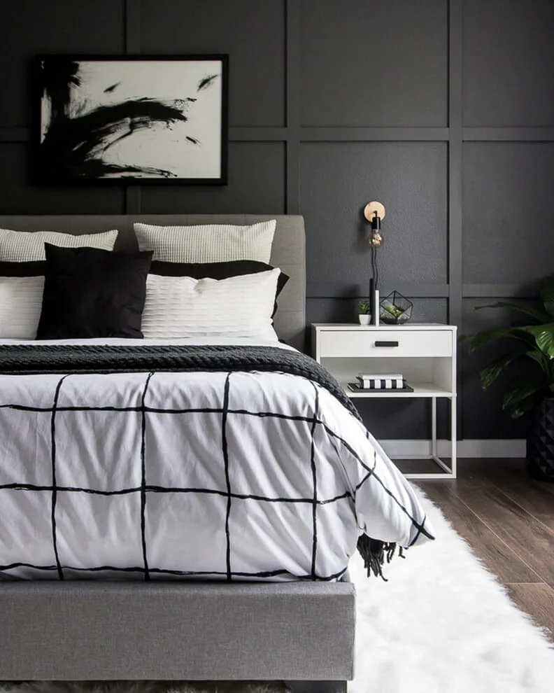 Black Walls In Moody Bedroom