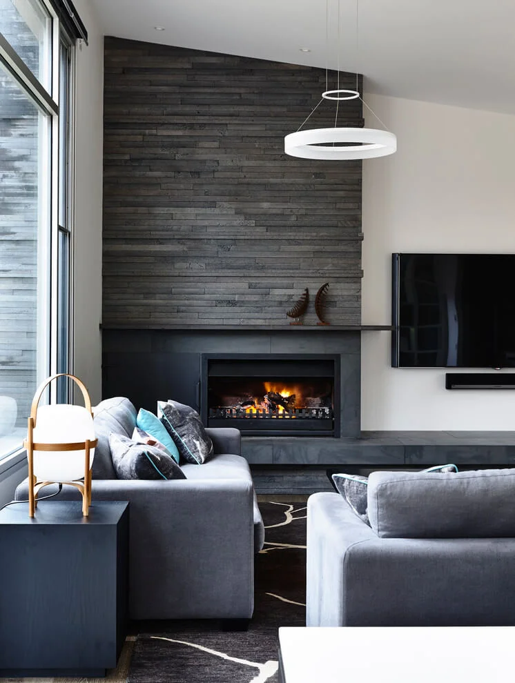 Living Room Accent Wall In Dark Colors