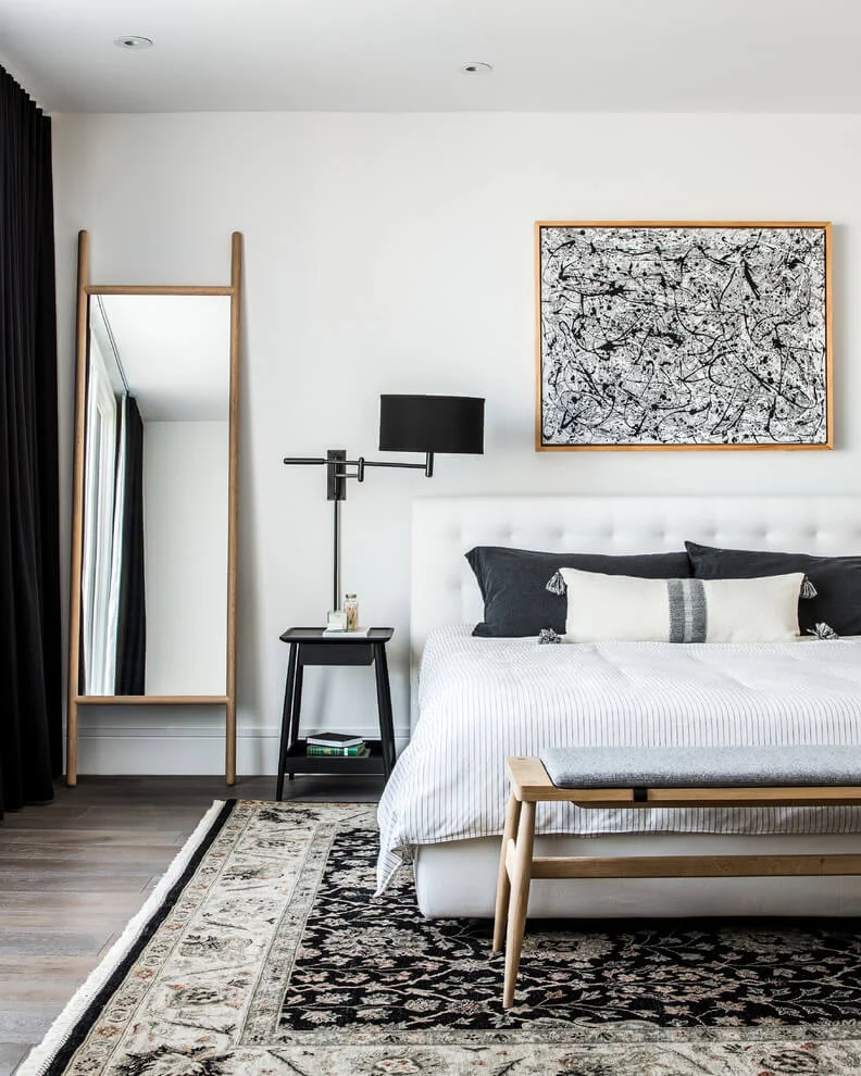 Mirror And Monochrome Bedroom Design