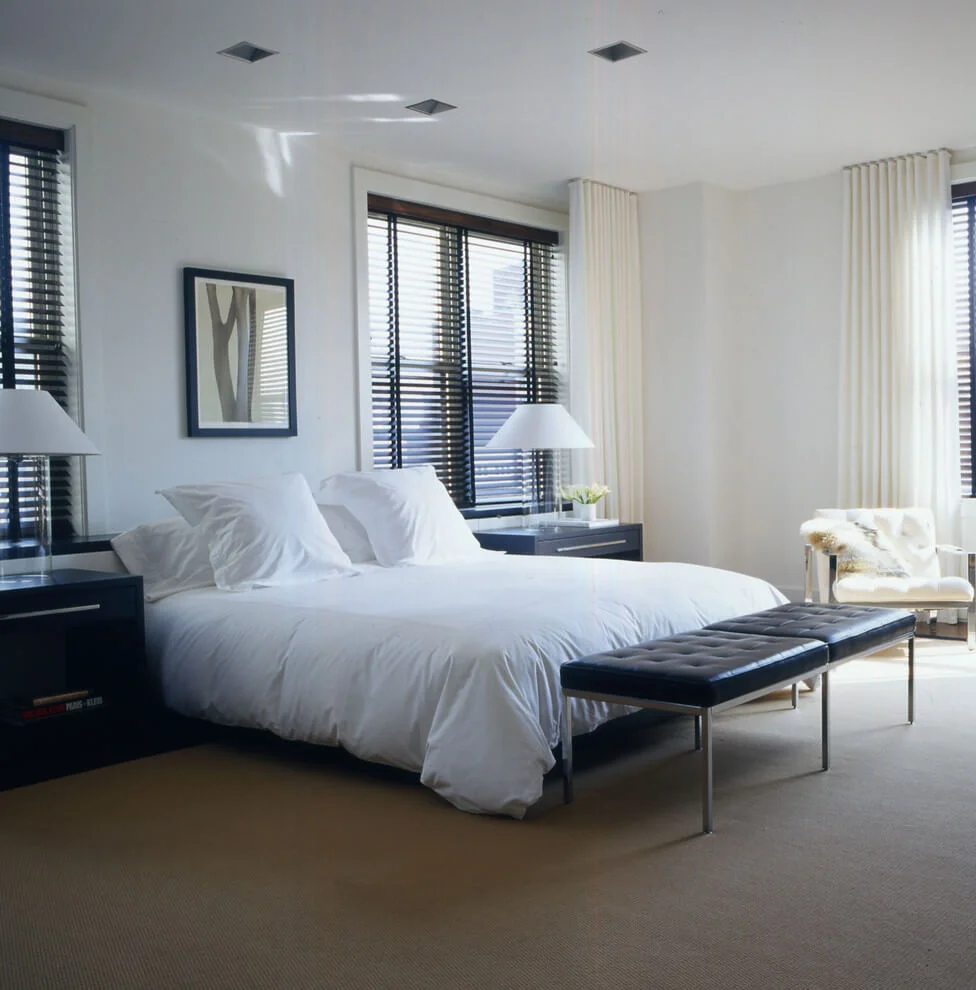 White Bedroom With Black Accents