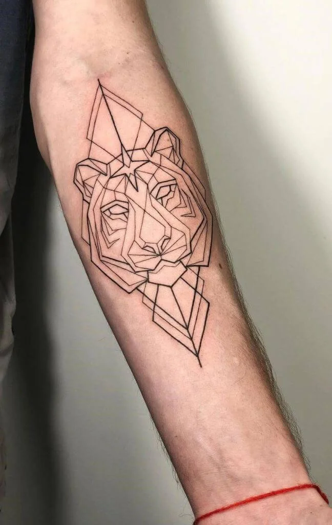 Geometric Tiger Outline Ink