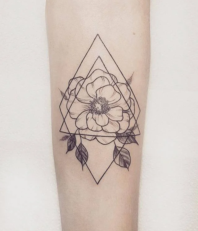 Minimalist Geometric Flower Ink