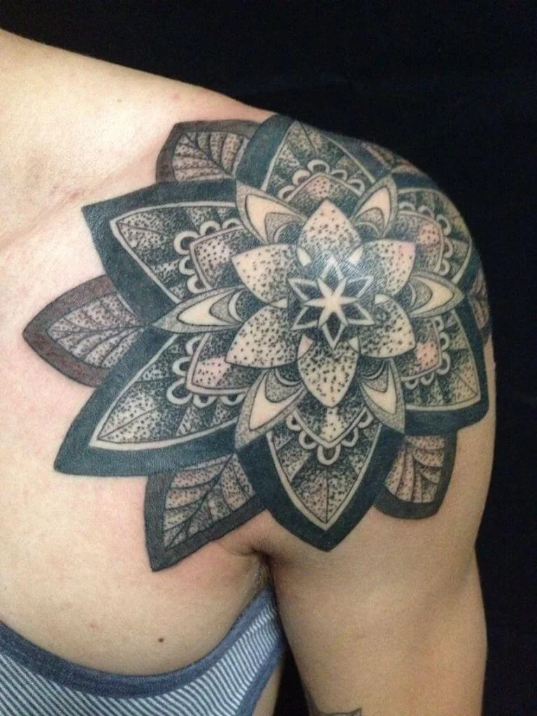 Shoulder Mandal Shaded Tattoo