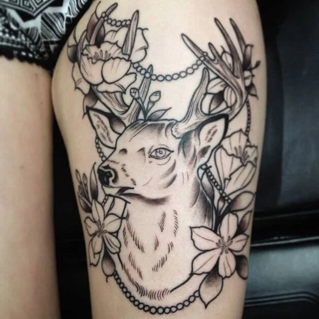 Unique Flower and Stag Design