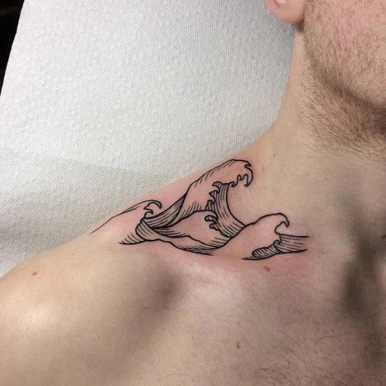 Upper Shoulder Waves Design Tattoo