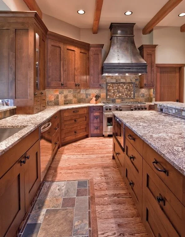 Large Kitchen In Wood Tones