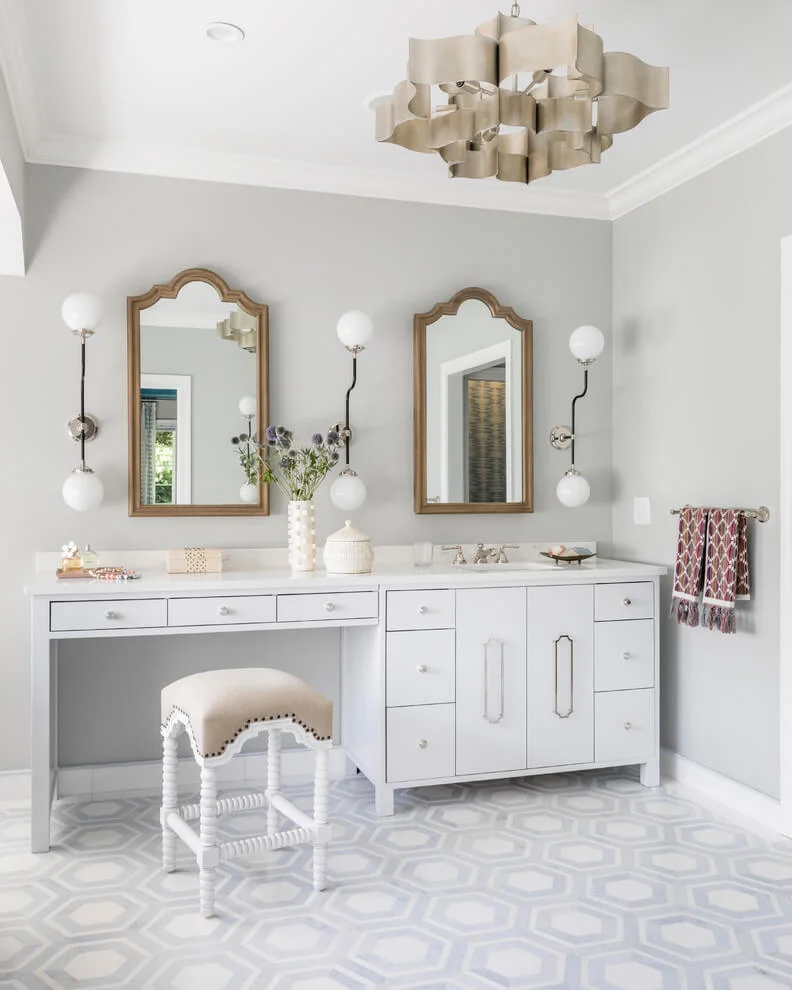 Sophisticated Bathroom With Patterned Floors