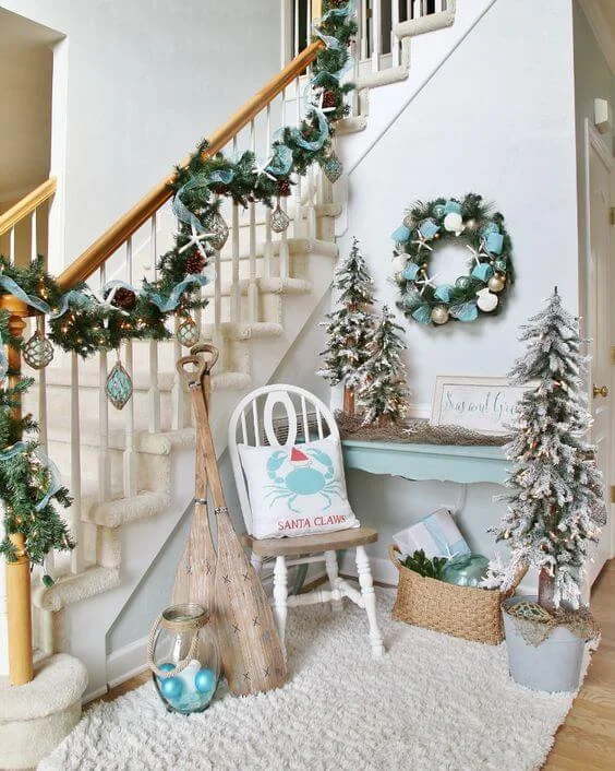 Blue Silver Entryway Tree Décor