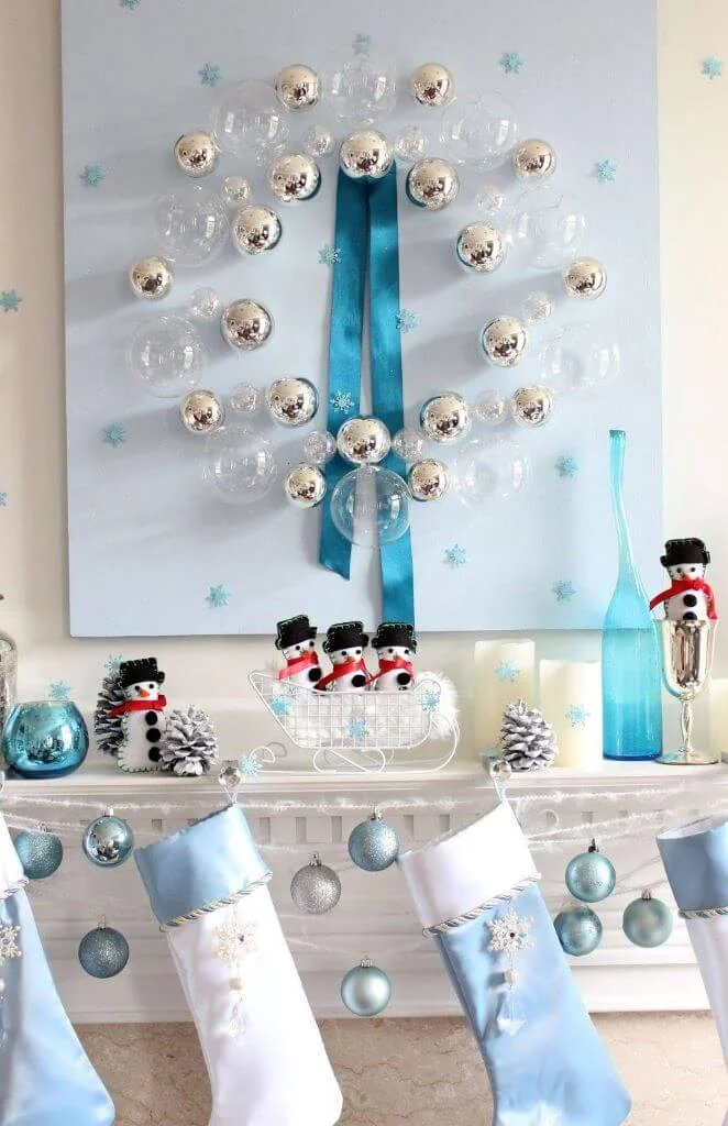 Elegant Snowman Mantel Christmas Décor